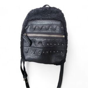 Danielle Nicole Mini Backpack Studded Embellished Faux Fur Black Goth Rock Y2K